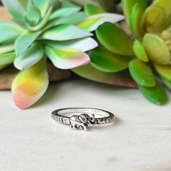 Tiny Gypsy Silver Elephant Minimalist Boho Ring 8 - Picture 4 of 9